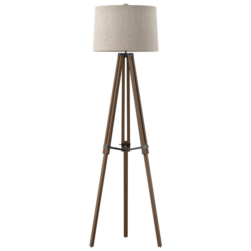 Brayden Studio® Sommer 62'' Walnut/Oil Rubbed Bronze Tripod Floor Lamp